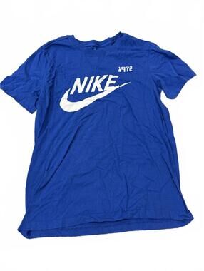 Nike T-Shirt Blue 1972 Swoosh Logo - Mens Small
